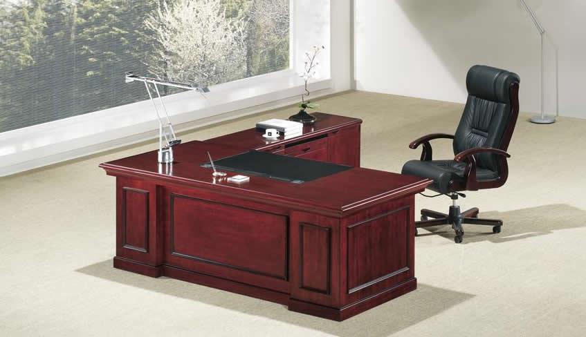Real Cherry Veneer Executive Office Desk With Pedestal & Return - 1800mm - UG183
