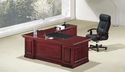 Real Cherry Veneer Executive Office Desk With Pedestal & Return - 1800mm - UG183