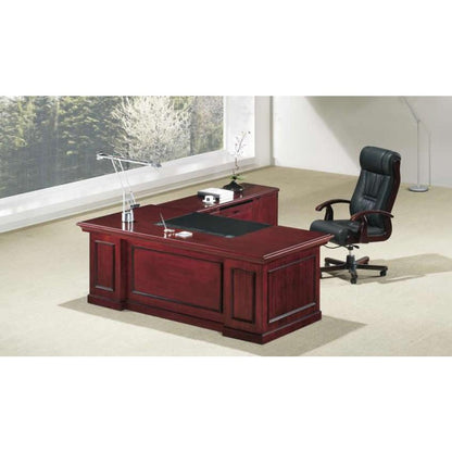 Real Cherry Veneer Executive Office Desk With Pedestal & Return - 1600mm - UG163