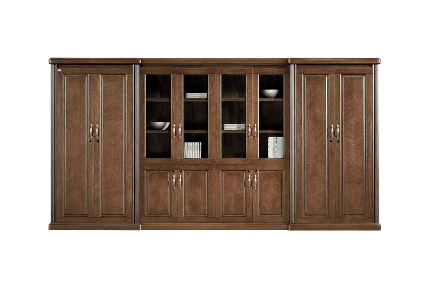 Tall and Wide Executive Bookcase Wood & Glass Doors - BKC-KM3Y08