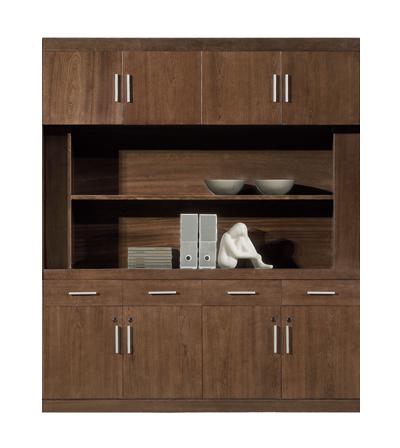 Large Luxury Real Wood Veneer Executive Bookcase with Open Shelving - 2000mm - KM5B44 Huddersfield
