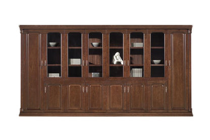 Extra Large Real Walnut Wood Veneer Quality Executive Eight Door Storage Bookcase - 4000mm - UM9B08