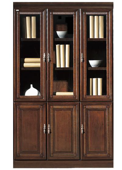 Real Wood Veneer Executive Bookcase With Three Glass Doors - 1350mm - UMZ103 Near Me