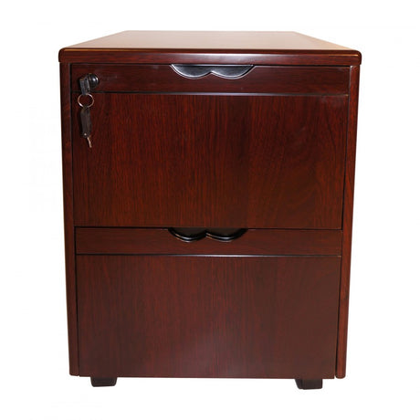 Mahogany Executive Desk With Leather Detailing - With Pedestal and Return - 2233