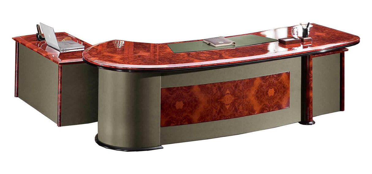 Luxury Executive Desk With Curved Design HAY-16841 Green leather design 2600mm
