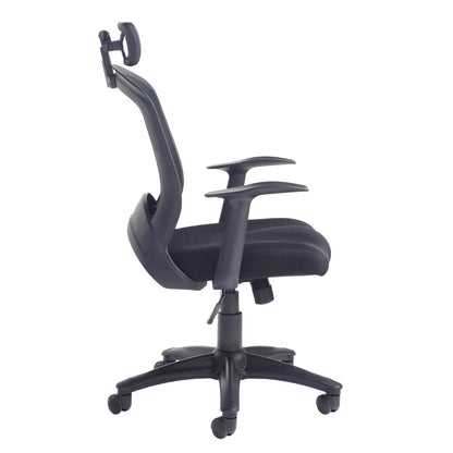 Solaris Black Mesh Operator Office Chair with Headrest