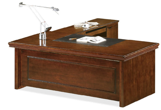 Real Wood Veneer Walnut Executive Office Desk with Pedestal and Return - 1800mm - U37181
