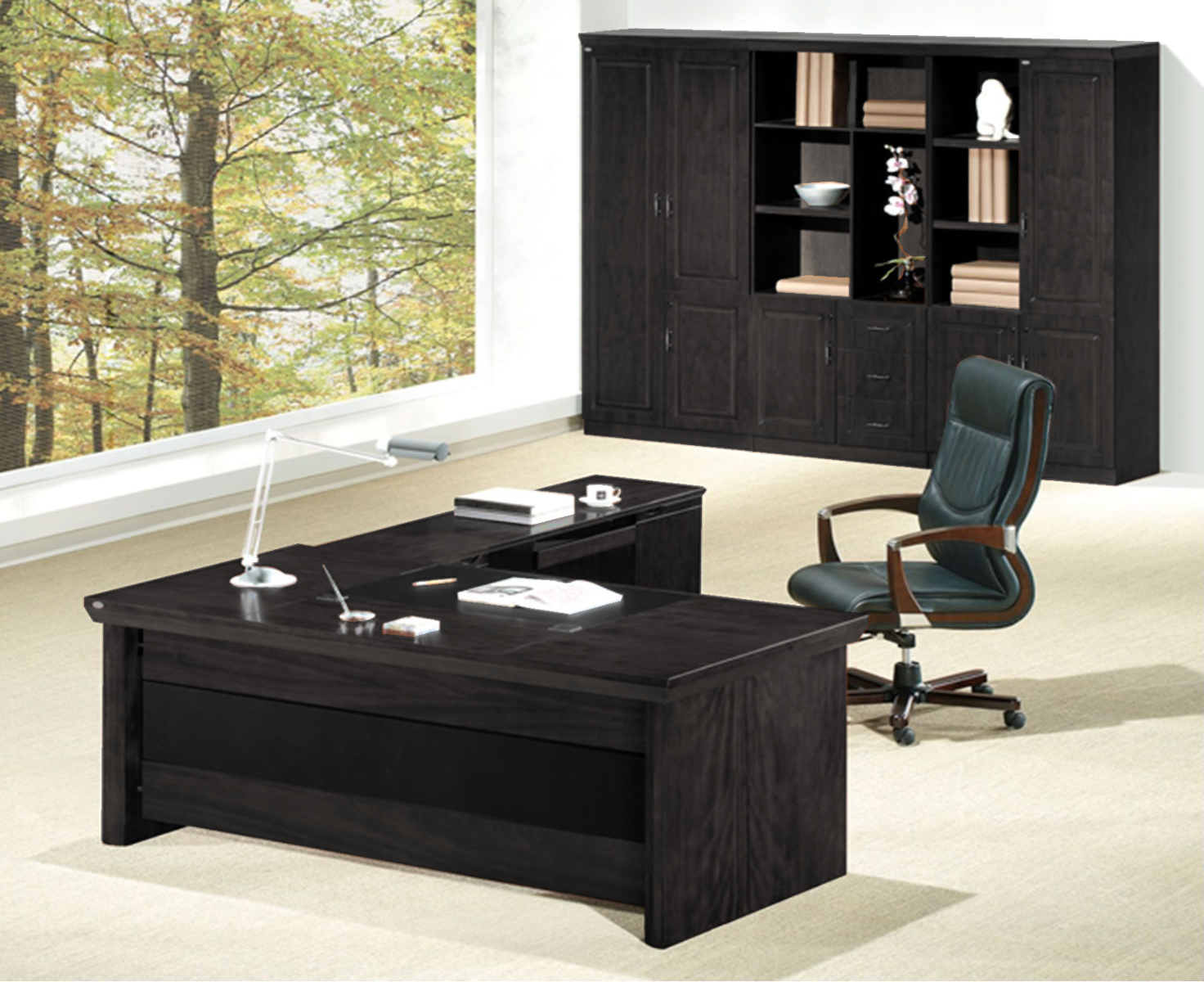 Black wood office furniture deals