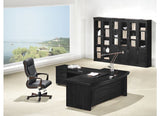 Stunning Black Ash Real Wood Veneer Executive Curved Office Desk With Pedestal & Return - L3F-U37182-1800mm