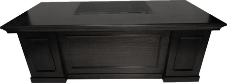 Stunning Black Ash Real Wood Veneer Executive Office Desk With Pedestal & Return - L3F-UG183-1800mm