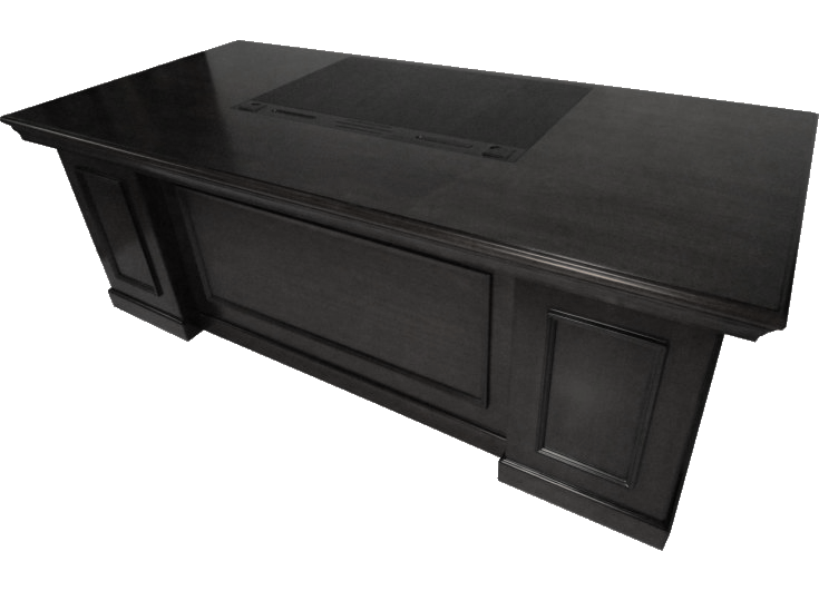 Stunning Black Ash Real Wood Veneer Executive Office Desk With Pedestal Return L3F U57183 1800mm