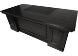 Stunning Black Ash Real Wood Veneer Executive Office Desk With Pedestal & Return - L3F-UG183-1800mm