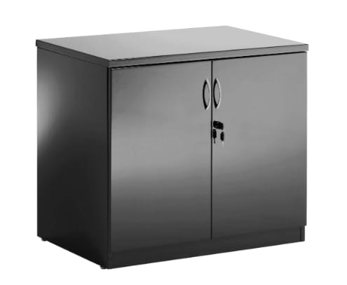 Double Door High Gloss Lockable Cupboard - Black or White Option