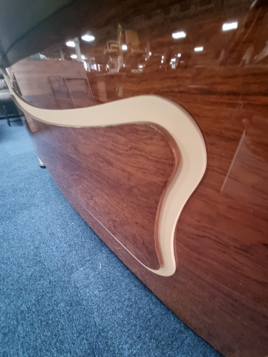 Walnut Veneer High Gloss Executive Office Desk with Cream Leather Panels - 6870-1800mm
