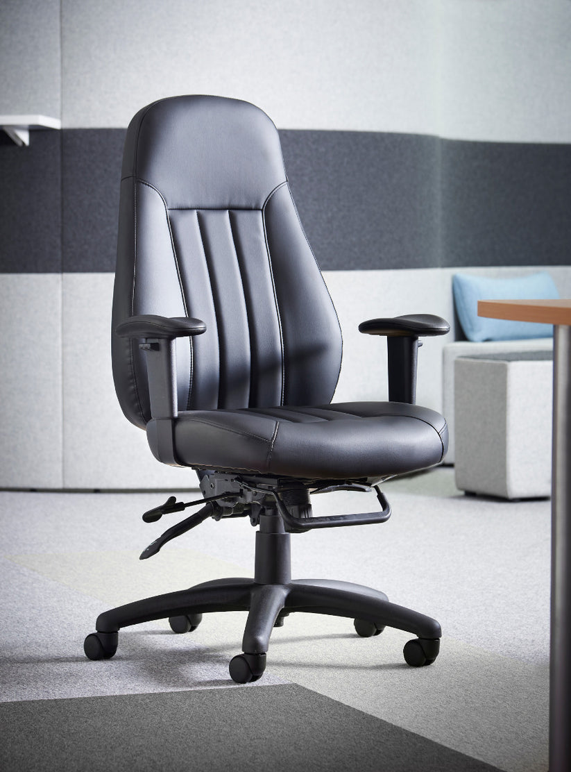 Zeus High Back 24 Hour Black Faux Leather Operator/Office Chair – Order ...